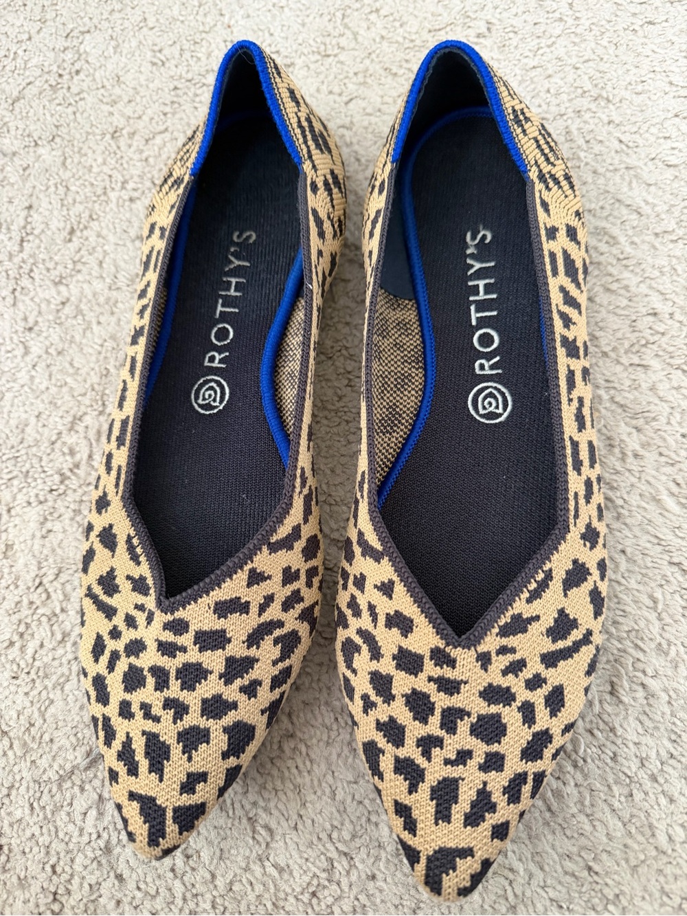 Rothy’s leopard cheetah print pointy flats 10.5